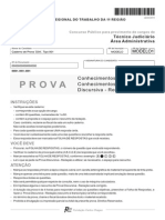 FCC 2013 TRT 1a Regiao RJ Tecnico Judiciario Area Administrativa Prova