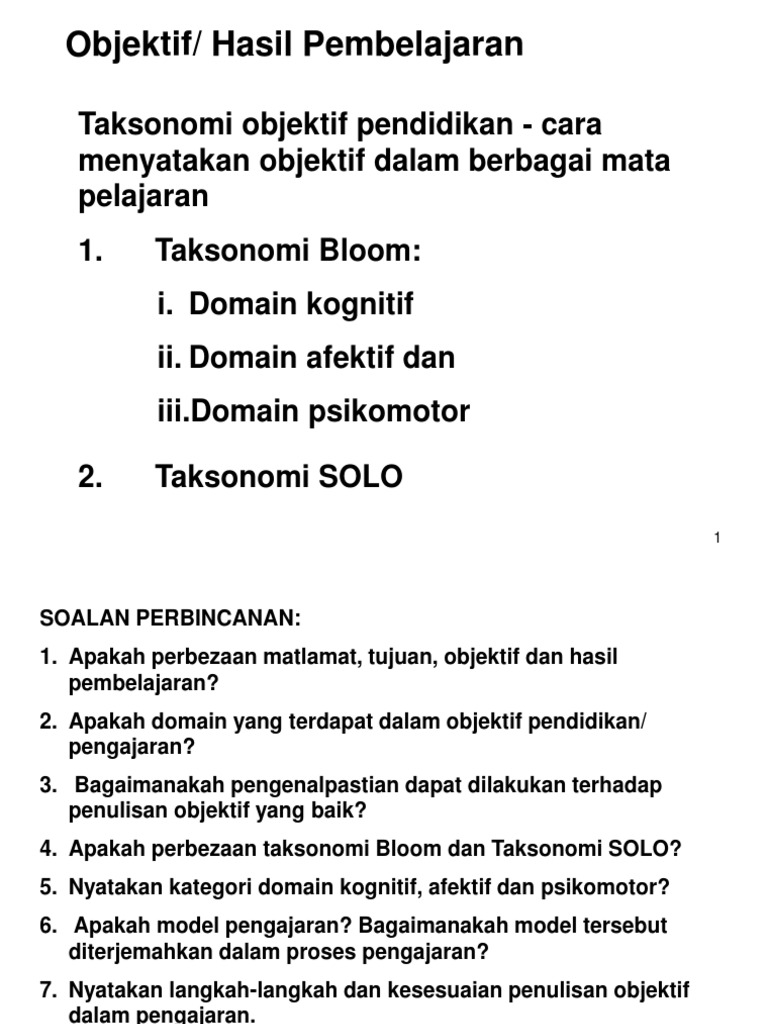 Taksonomi Bloom Satu Cara Untuk Membina Soalan