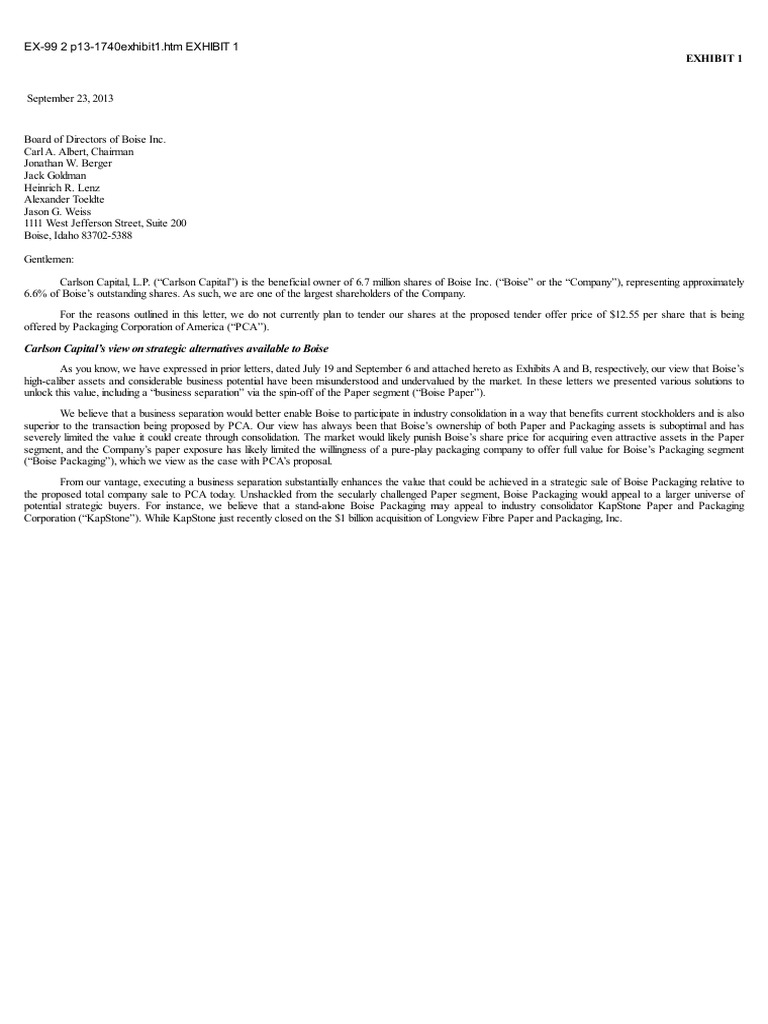 EX99, Boise IncCarlson Capital PDF Boise