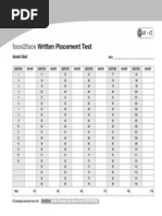 Written Placement Test Answer Sheet