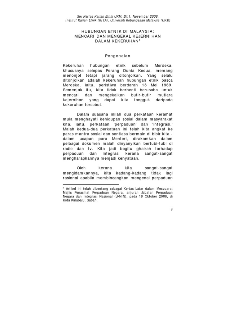 Hubungan Etnik Di Malaysia 2008