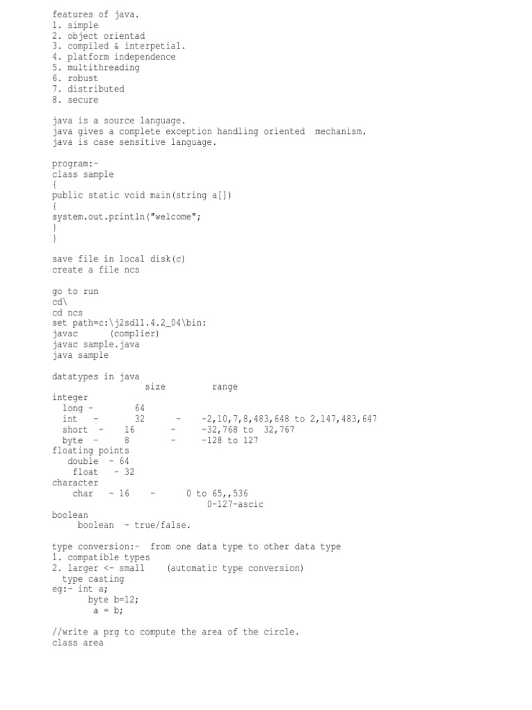Java Notes | PDF