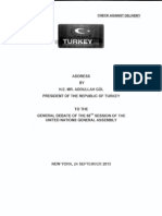 Turkish President Abdullah Gül United Nations Speech
