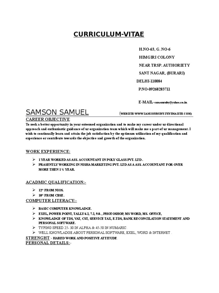 Samson Samuel's Accountant CV | PDF