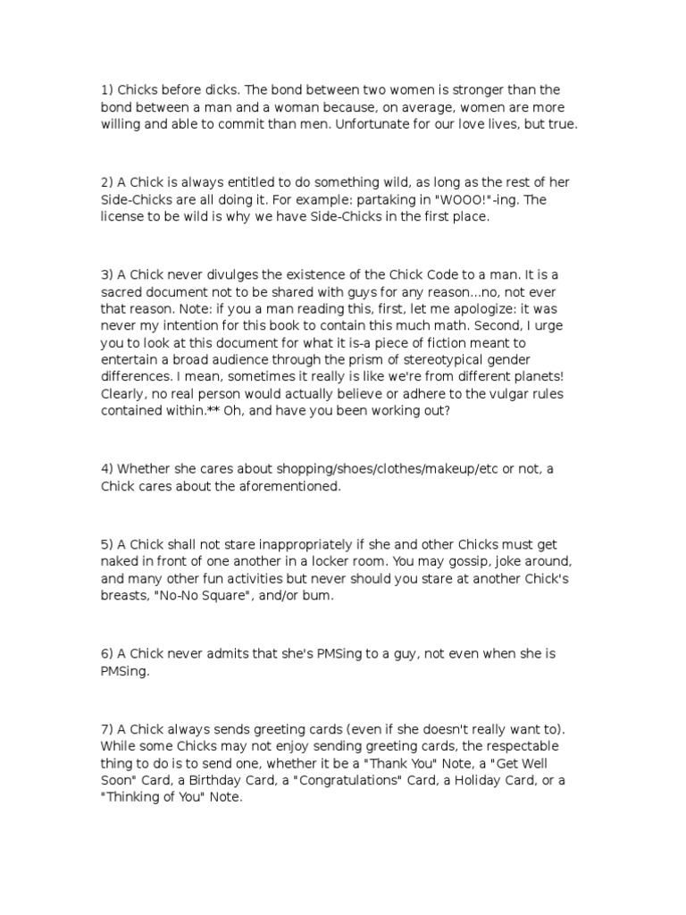 The Chick Code | PDF