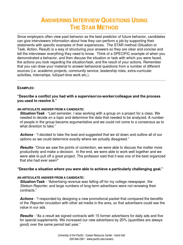 STAR Method | PDF | Advertising | Behavior