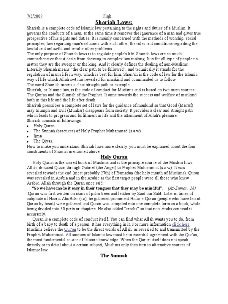Understanding Shariah Laws in Islam | PDF | Hadith | Sharia