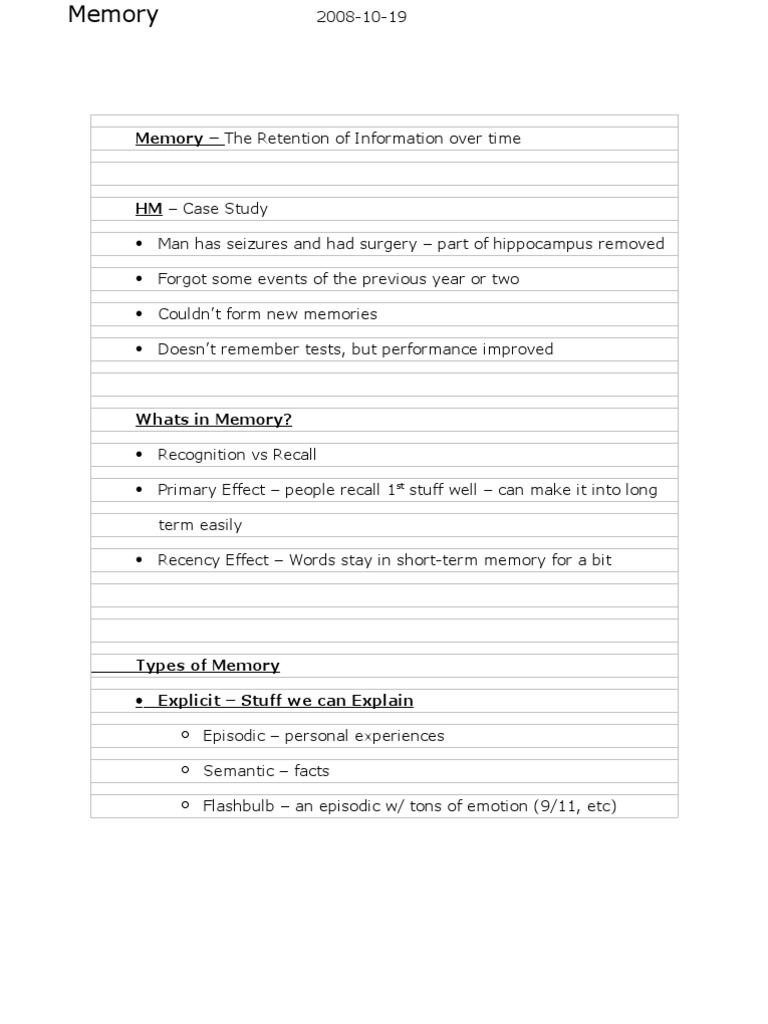 Memory - The Retention of Information Over Time | PDF