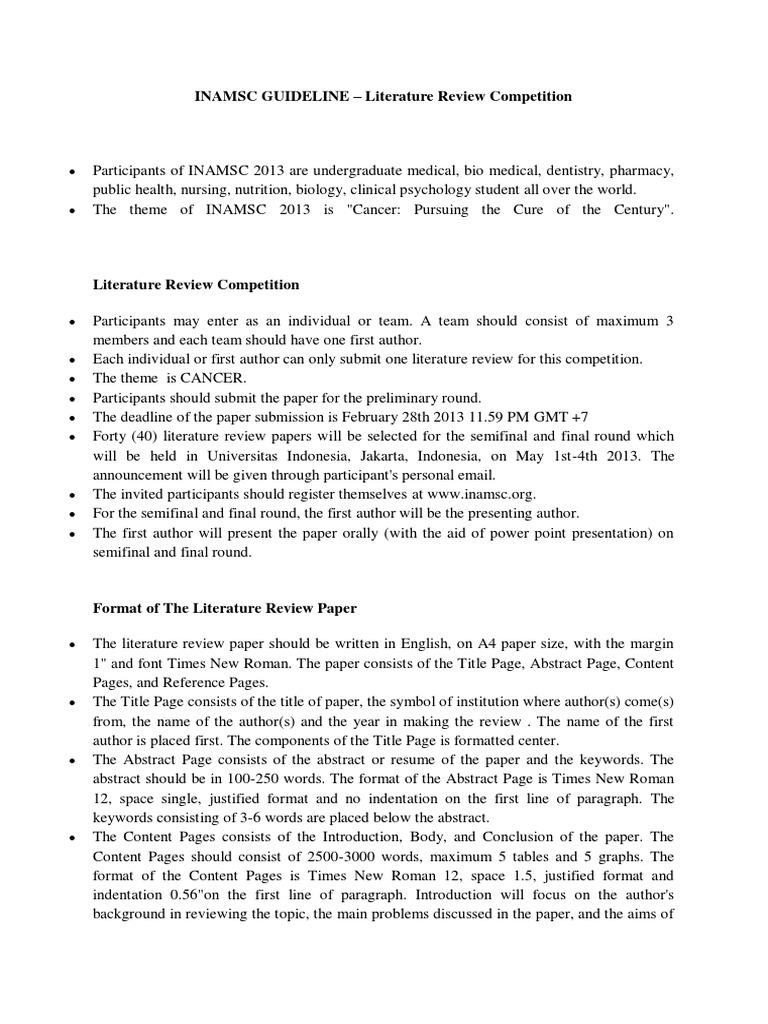 Literature review summary example image