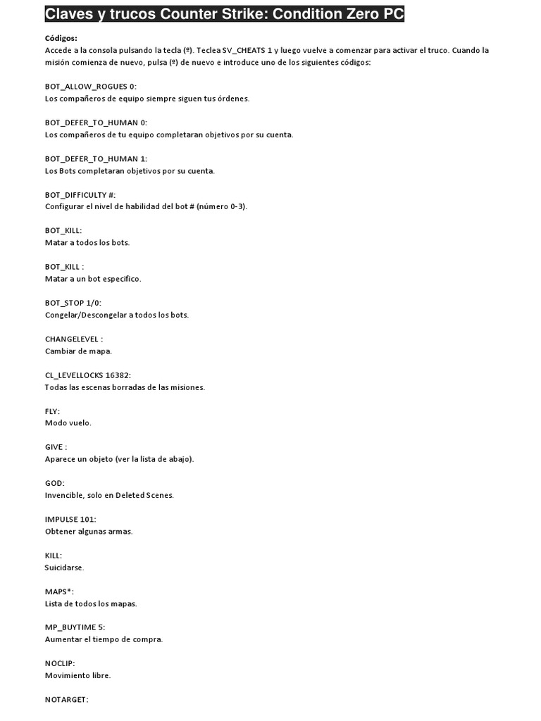 Claves y Trucos Counter Strike PDF