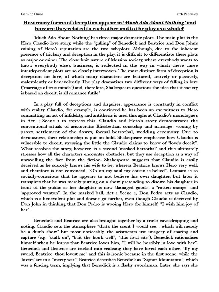 Much ado about nothing deception essay image