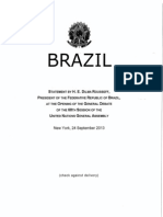 Brazil: Statement by H.E. Dilma Rousseff Before The United Nations On September 24, 2013