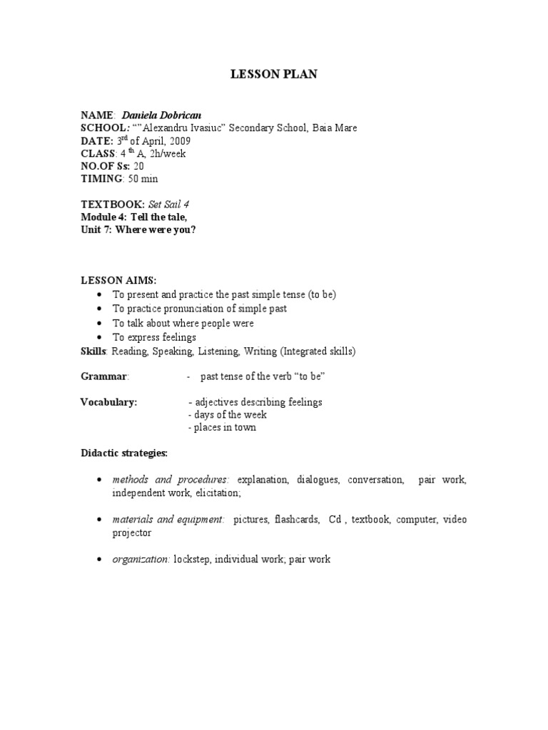Lesson Plan: of April, 2009 A, 2h/week | PDF | Semiotics | Communication