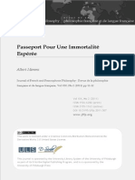 Passeport Pour Une Immortalité Espérée