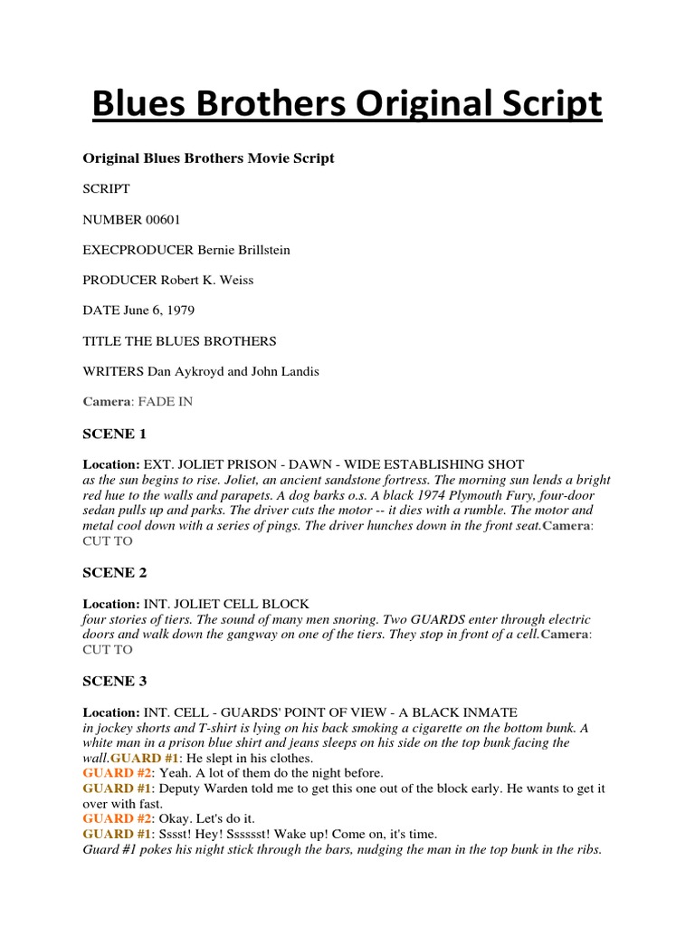 Blues Brothers Original Script | PDF | Transport | Leisure