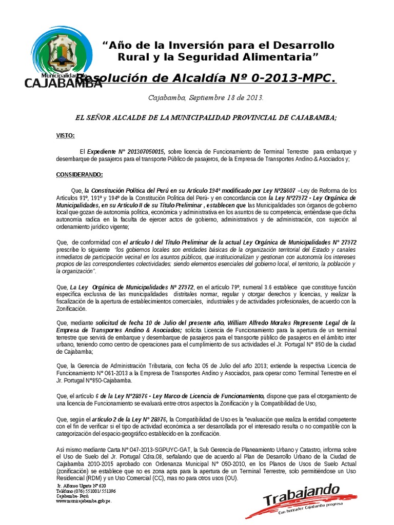 Res de Nulidad de Oficio de Licencia de Funcionamiento Empresa Andino y Asociados
