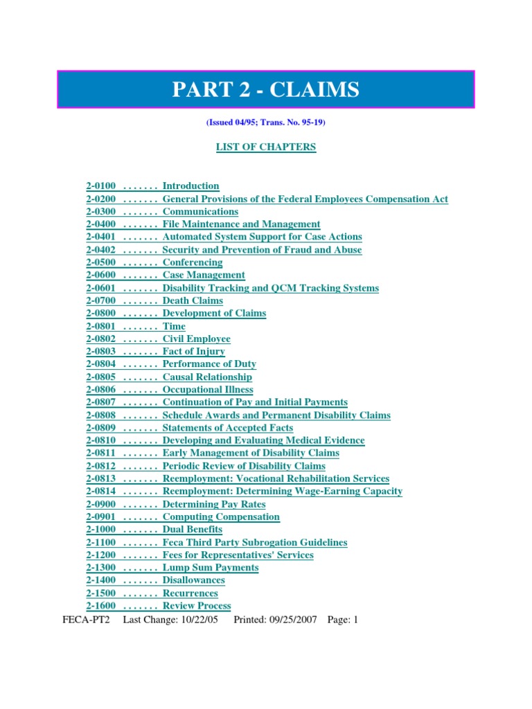 FECA Procedure Manual Overview | PDF | Adjudication | Precedent
