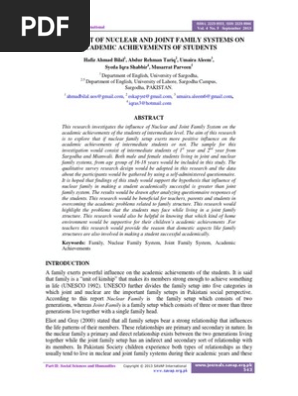 Joint And Nuclear Families Survey Methodology Science