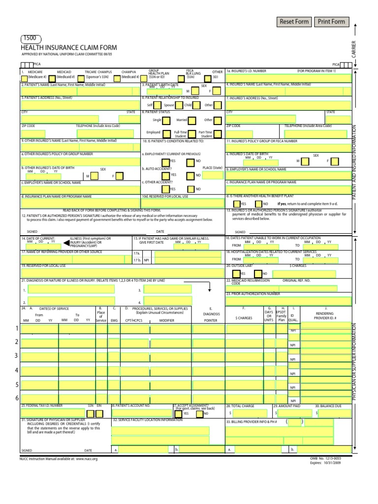 Department of Labor OWCP1500 Chiropractic International