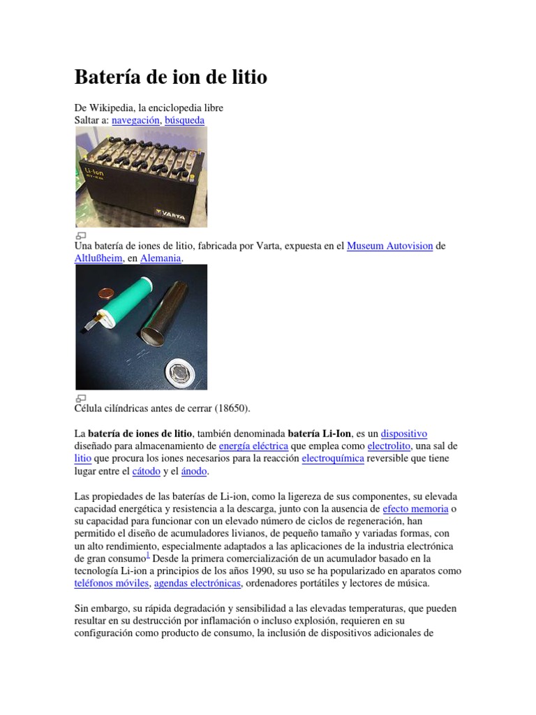 Carga de Baterías de Iones de Litio | PDF | Batería de iones de litio ...