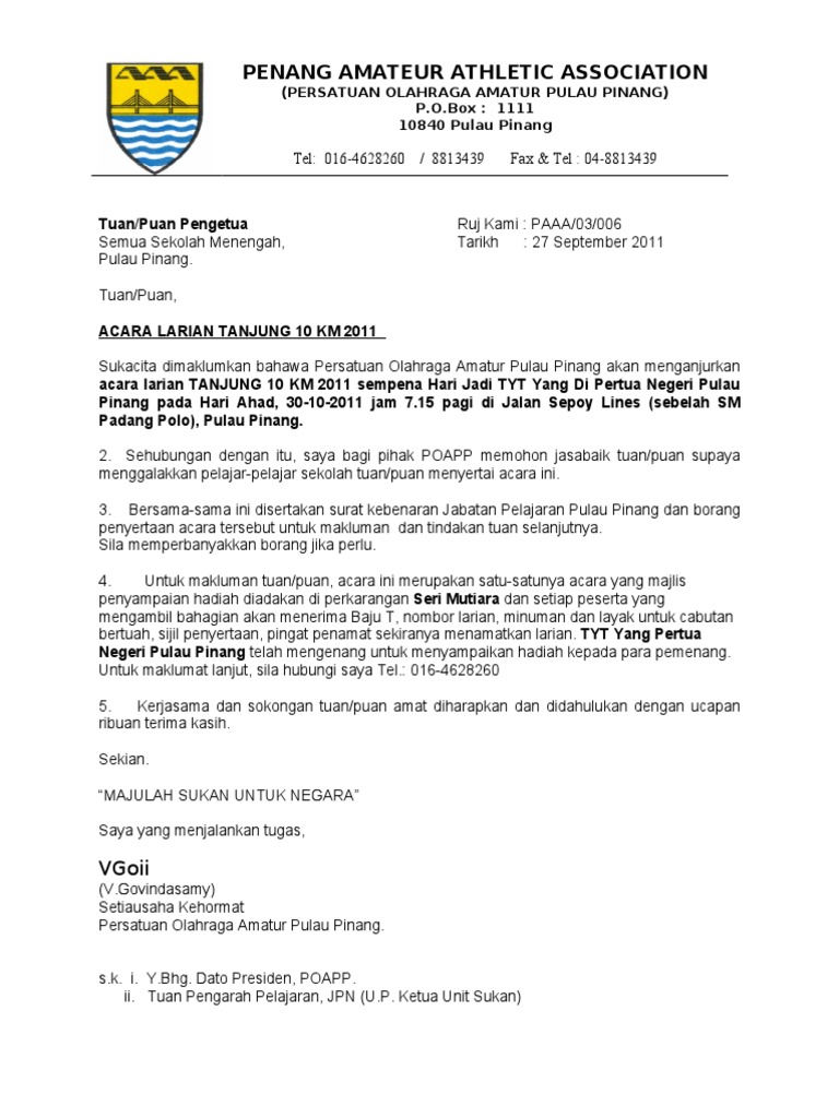 Alamat Surat Datuk Bandar Kl