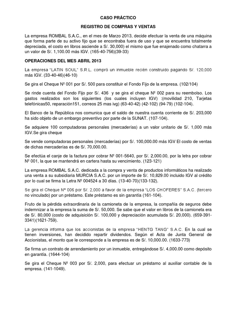 Registro de Compras y Ventas | PDF | Compartir (Finanzas) | Cheque