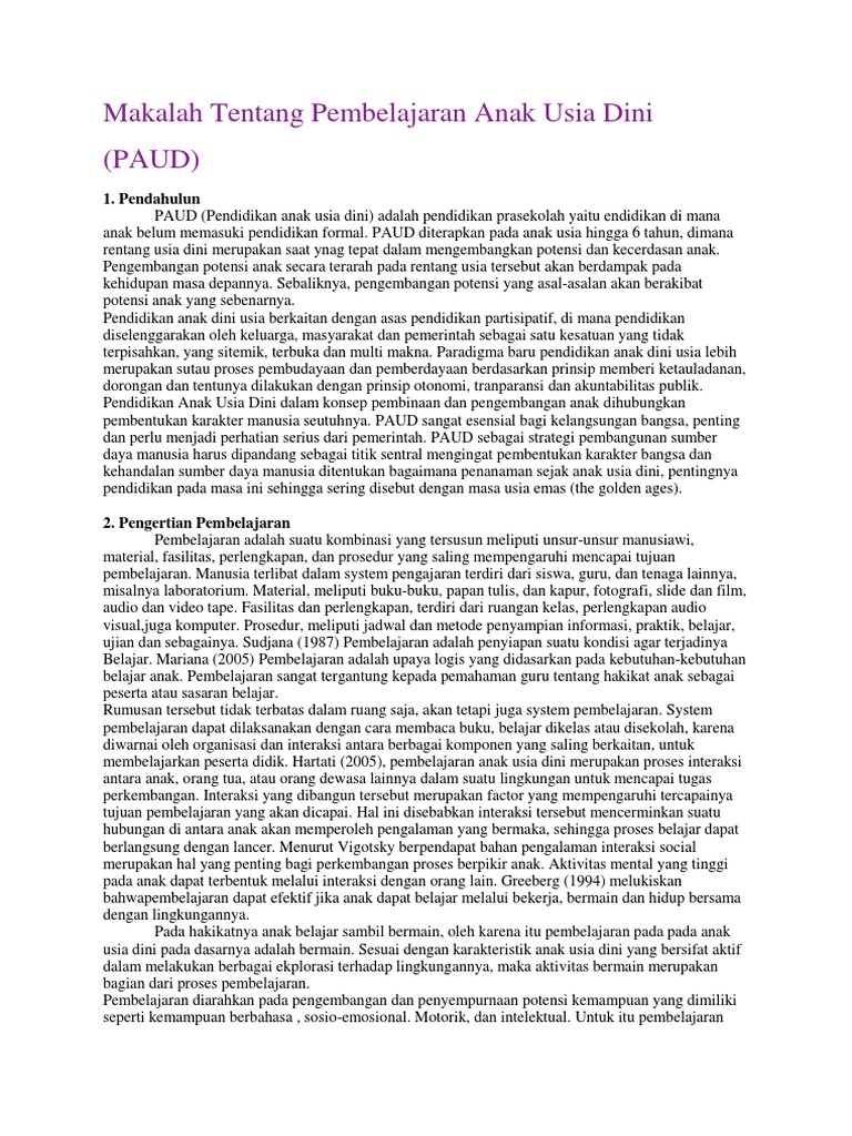Makalah Tentang Pembelajaran Anak Usia Dini