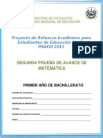 Segunda Prueba de Avance Matemtica Primer Ao de Bachillerato Praem 2013