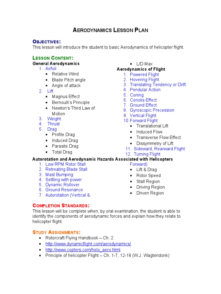 Aerodynamics Lesson Plan | PDF