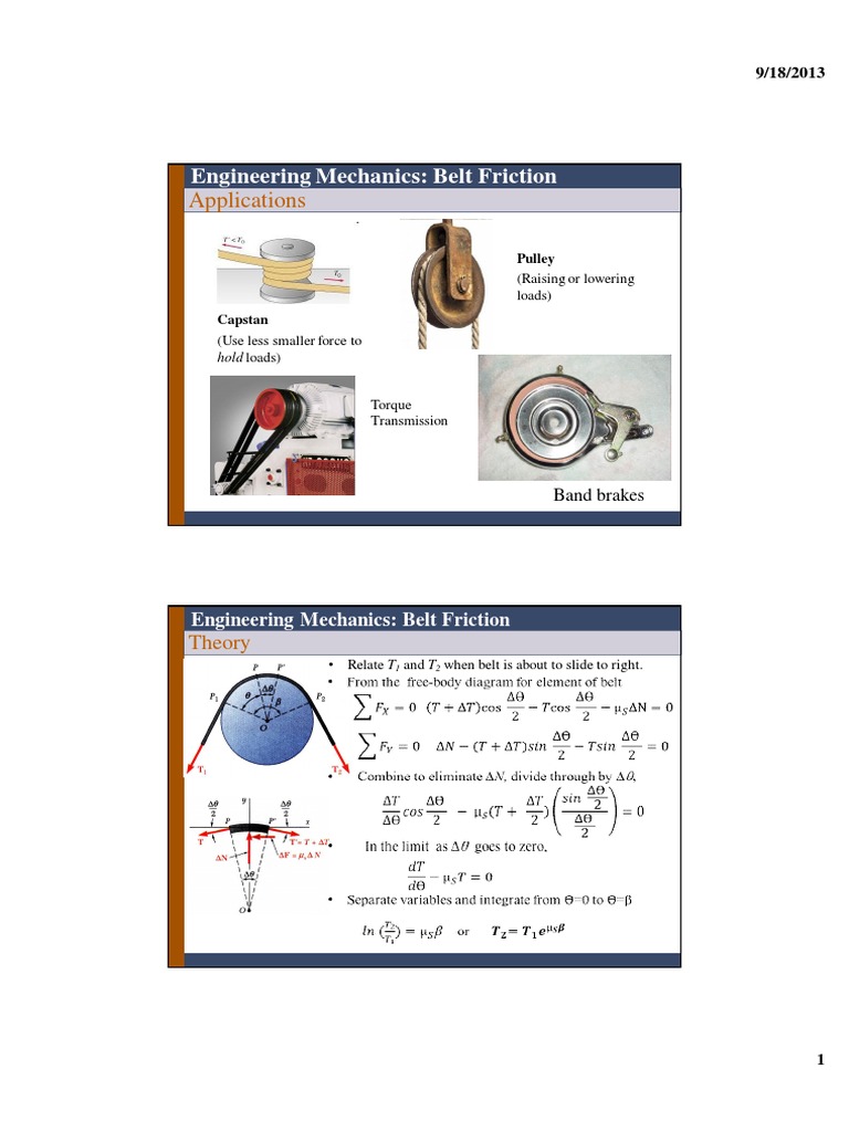 Belt Friction: Problems and Solutions | PDF | Belt (Mechanical) | Friction