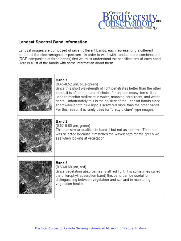 Landsat Band Specifications Overview | PDF