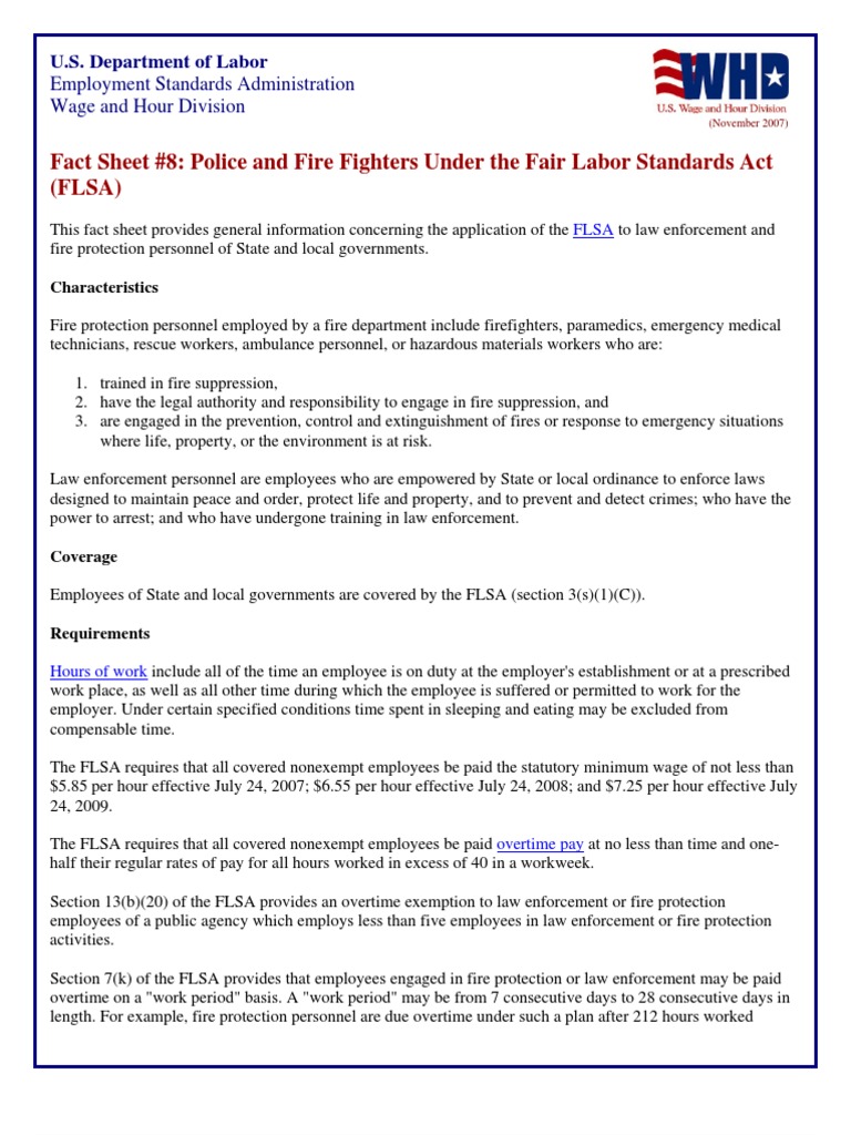 FLSA Guidelines for Police and Firefighters | PDF | Overtime | Labor