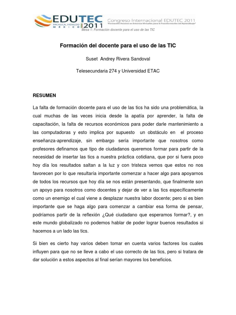 Formación Del Docente para El Uso de Las TIC | PDF