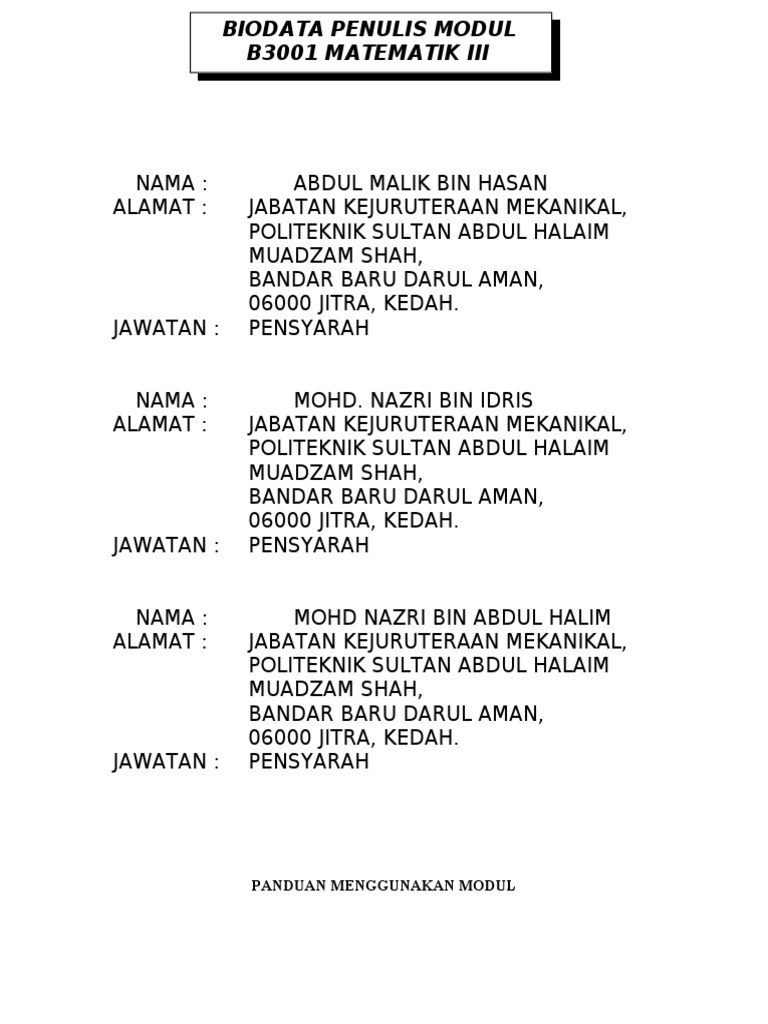 B3001 Matematik3 Unit0