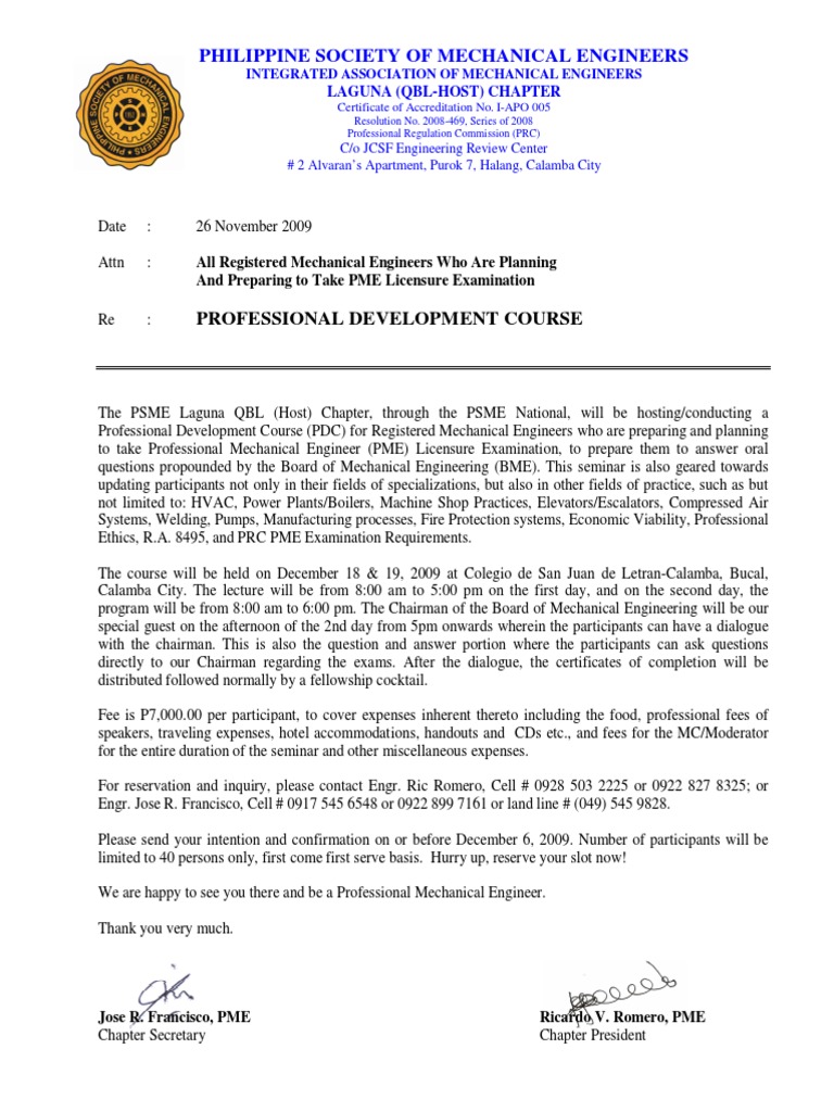 Pme Professional Development Course Pdf Engineer Mechanical