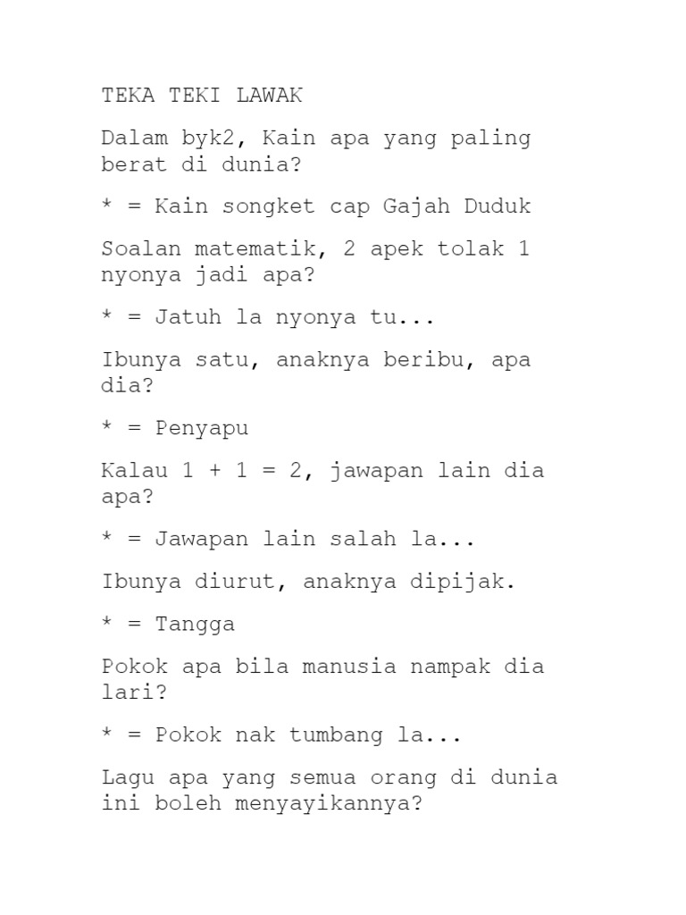 Teka Teki Lawak Pdf