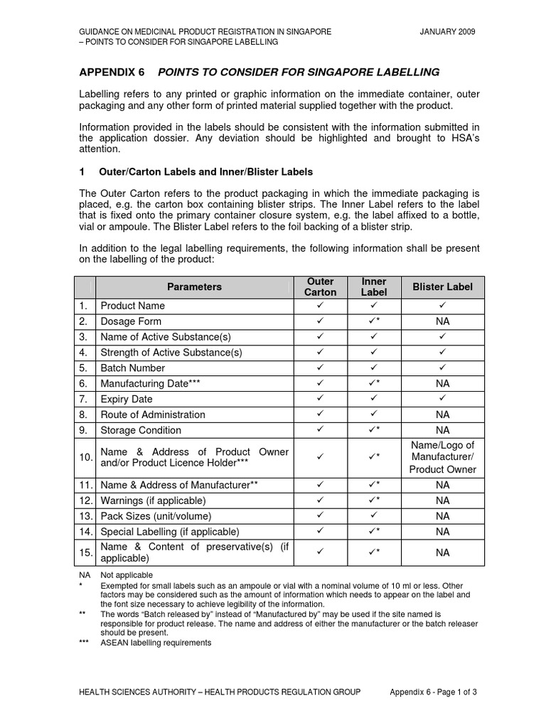 Singapore Drug Labelling Guidelines | PDF | Pharmaceutical Drug ...