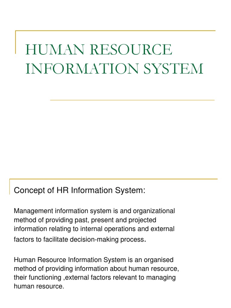 Human Resource Information System | PDF | Human Resource Management ...