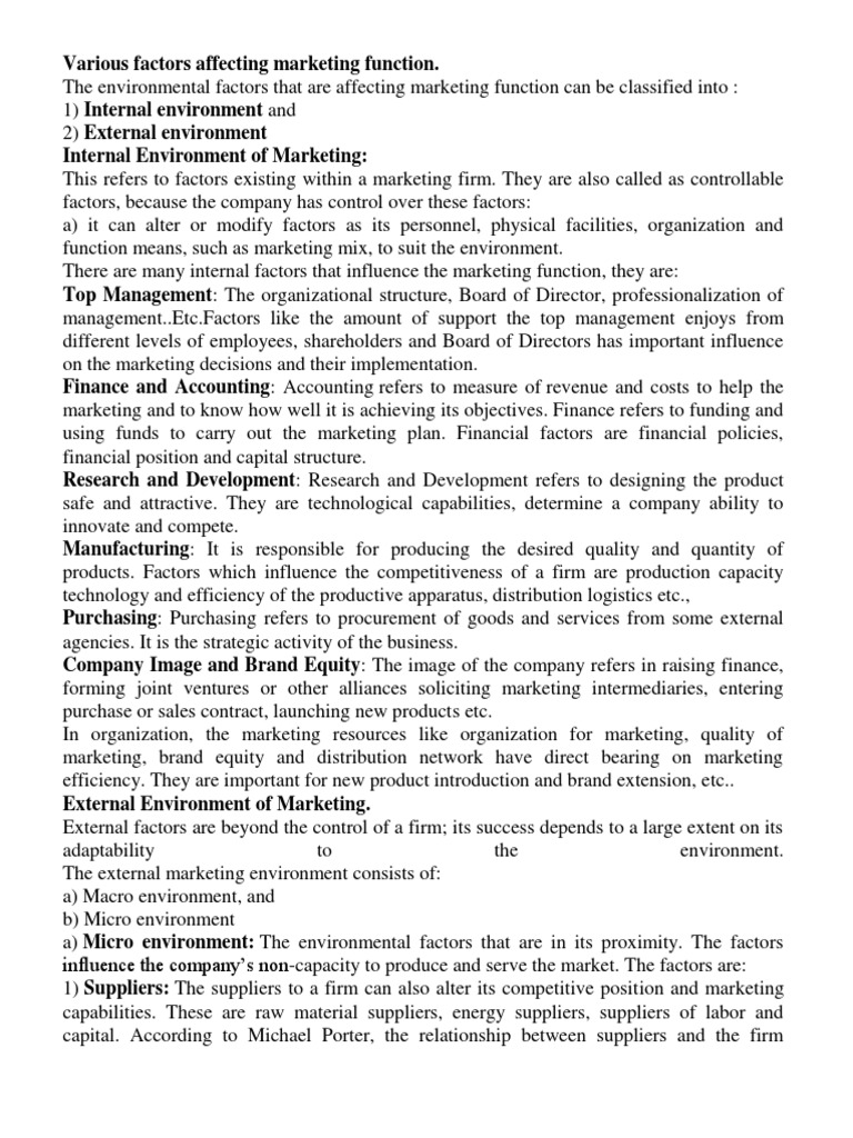 Factors Affecting Marketing Functions | PDF | Market Segmentation ...