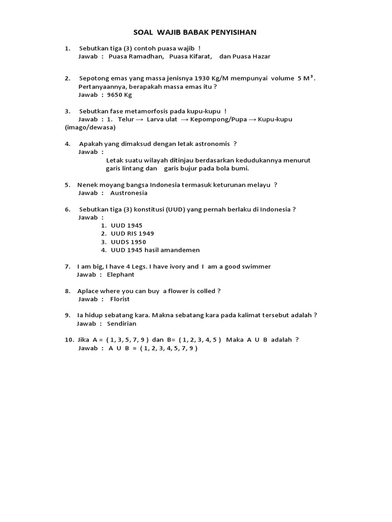 Contoh Soal Intensive Speaking