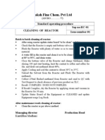 Laksh Fine Chem. PVT LTD: Standard Operating Procedure Cleaning of Reactor Sop no:RC-01 Issue Number:01