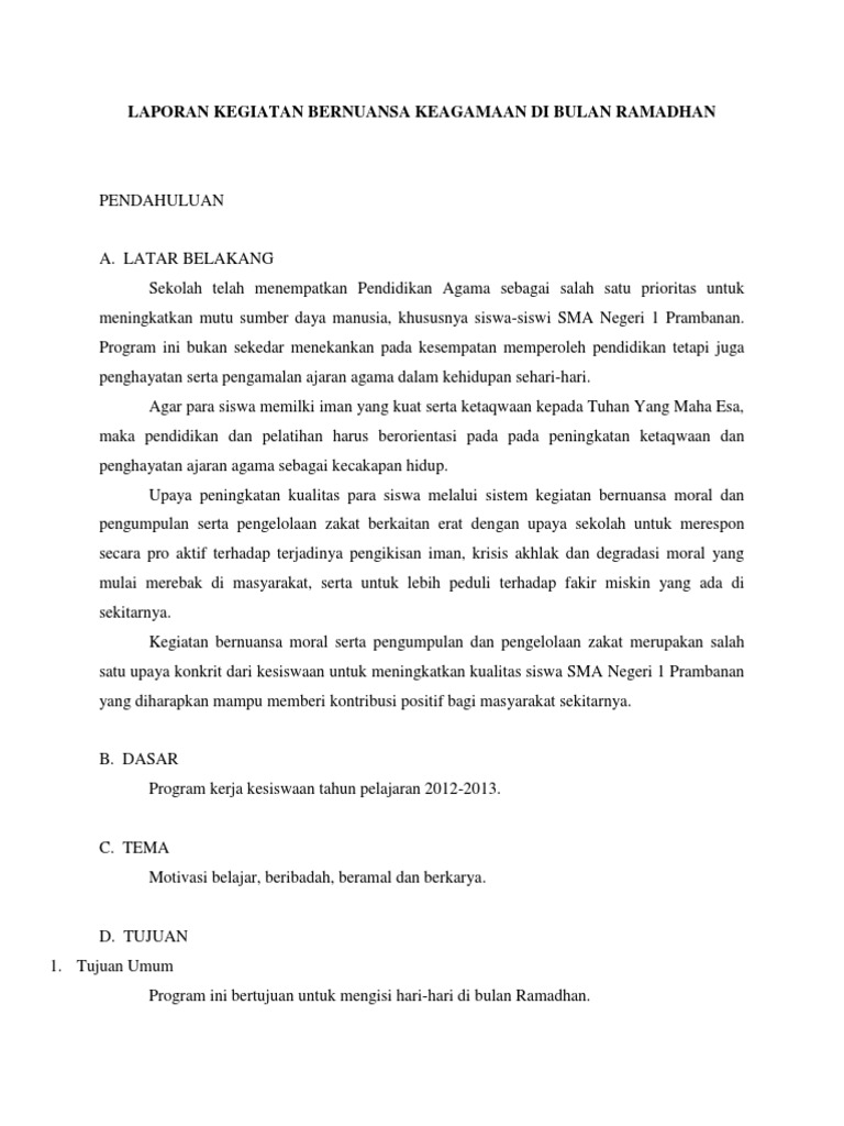 Contoh Laporan Kegiatan