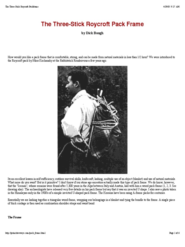 The Three-Stick Roycroft Packframe | PDF | Social Science | Home & Garden