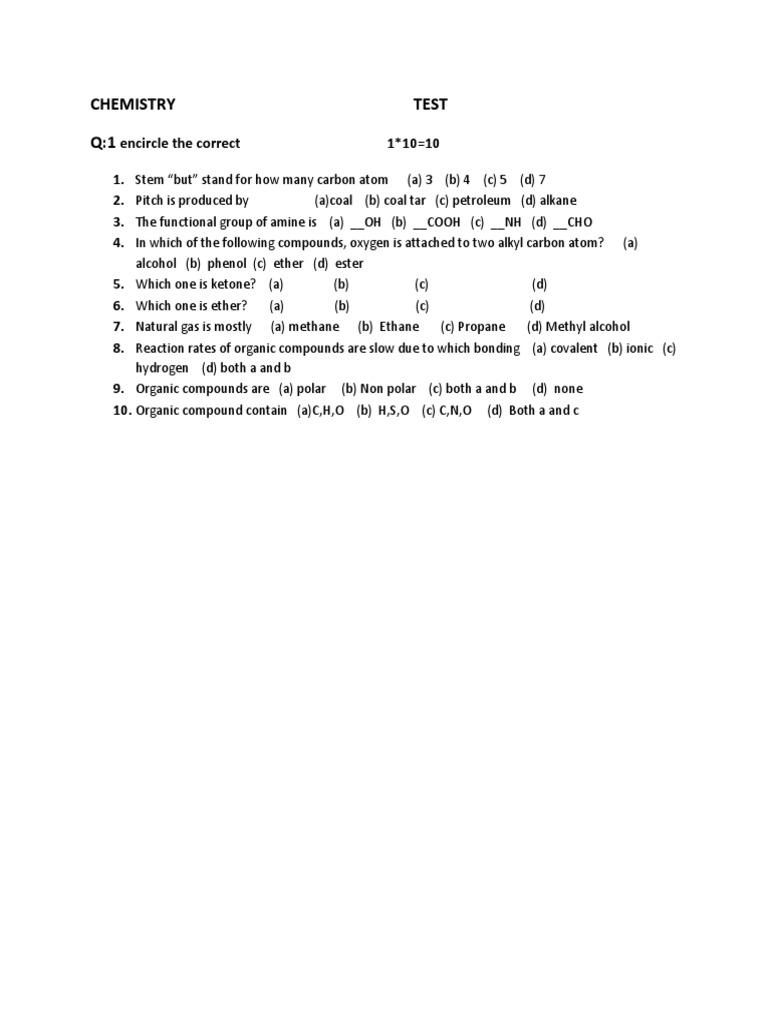 Organic Chemistry MCQs for Practice | PDF
