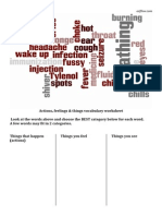 Actions Feelings Things Word Sorting Health Vocabulary Exercises