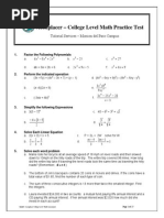 College Level Math Practice Test