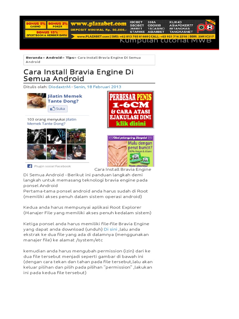 Panduan Install Bravia Engine Android | PDF