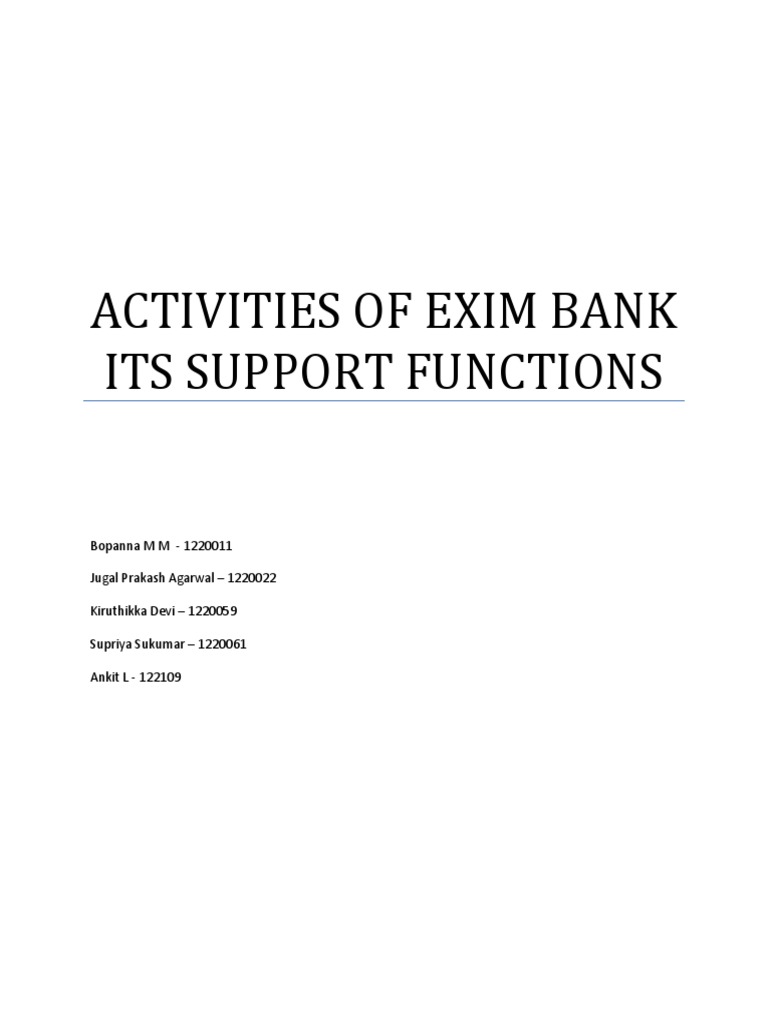 Activities Of Exim Bank Its Support Functions Banks Credit Finance - 