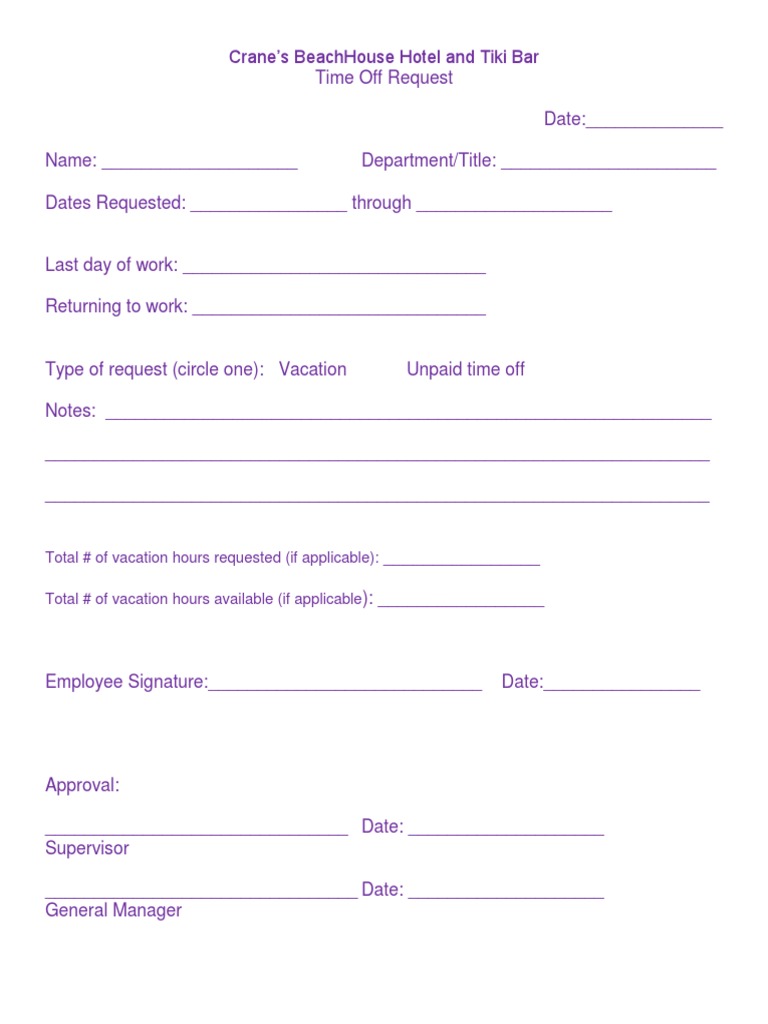 Vacation Request Form | PDF | Business