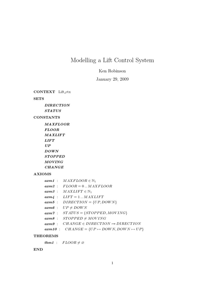 Lift Control System Modeling | PDF | Metalogic | Elevator